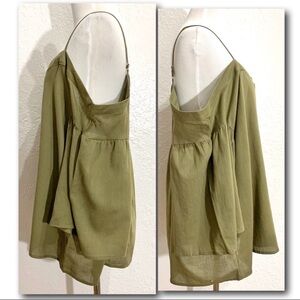 NWT Nordstrom BP Cotton Off the Shoulder Top Olive